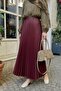 Hidden Elastic Pleated Burgundy Skirt - 3