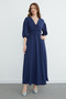 Maxi Length Dress with Elastic Waist in Front Tie-Detail - 4