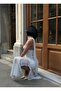 Premium Trend Scarf and Polka Dot Piece Ruffled Strap Chiffon Dress - 4