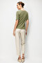 Women's Crew Neck and Sleeve Embroidered P Cotton U Combed Cotton T-Shirt Khaki - 4