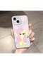 iPhone 15 Compatible Camera Protected Anti-Shock Aesthetic Print Patterned Transparent Silicone Case - 3