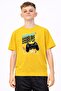 Dinosaur and Game Console Printed Cotton Pack of 3 Unisex Navy Blue-Grey-Yellow Children's T-Shirt - 2