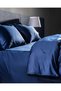 Thalie Family Size 100% Cotton Striped - 300Tc Satin Bed Sheet Pieces Duvet Cover Set - Navy Blue - 4