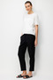 Women's Crew Neck Blouse Striped with Side Buttons Fine Knit Blouse Bone - 5