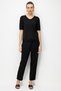 Women's V-Neck Lace-Like Knit Short Sleeve Fine Knit Blouse Black - 5