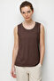 Women's Round Neck Collar with Chain Strap Combed Cotton T-Shirt Dark Brown - 4