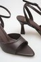 Women's Pointed Toe Ankle-Tie Heeled Shoes Bitter Brown Skin - 3