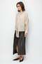 4839 Women's V-Neck Drapey Blouse with Scarf Detail Cream - 2