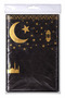 Ramadan Mubarak Written Black Gold Plastic Tablecloth – Ramadan Table Party Tablecloth - 2