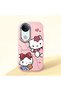 حافظة هاتف من السيليكون الناعم باللون الوردي متوافقة مع كاميرا Vivo V50 Hello Kitty منقوش