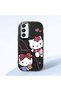Samsung Galaxy A16 Compatible Camera Protected Black Soft Silicone Phone Case Hello Kitty Patterned