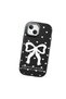 iPhone 15 Plus Compatible Camera Protected Black Soft Silicone Phone Case Bowknot Patterned - 3