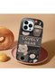 iPhone 14 Pro Compatible Camera Protected Black Soft Silicone Phone Case Cute Bear Patterned - 2