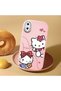 iPhone X Compatible Camera Protected Pink Soft Silicone Phone Case Hello Kitty Patterned - 2