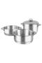 Stainless Steel 3 Layer Steamer Set, 24 cm, 4 pcs, Silver - 2