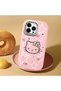 حافظة هاتف من السيليكون الناعم باللون الوردي متوافقة مع هاتف iPhone 13 Pro مع حماية للكاميرا من Hello Kitty منقوش - 3
