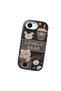 iPhone 16E Compatible Camera Protected Black Soft Silicone Phone Case Cute Bear Patterned - 3