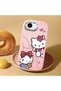iPhone 17E Compatible Camera Protected Pink Soft Silicone Phone Case with Hello Kitty Pattern - 2