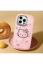 iPhone 15 Pro Max Compatible Hello Kitty Patterned Camera Protected Pink Soft Silicone Phone Case - 3