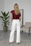 Women's Burgundy One-Shoulder Asymmetrical Cut Satin Blouse Hzl26W-Fry121171 - 4