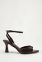 Women's Pointed Toe Shoes Ankle-Tie Heeled Shoes Bitter Brown Yanki - 5