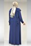 62003 Plus Size Off the Shoulder Ruffle Detail Combed Cotton Dress - Indigo - 6