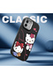Samsung Galaxy F23 Compatible Camera Protected Black Soft Silicone Phone Case with Hello Kitty Pattern - 5