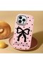 iPhone 12 Pro Compatible Camera Protected Pink Soft Silicone Phone Case Bowknot Patterned - 2
