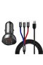Car Charger with 3-in-1 USB Cable