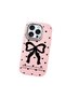 iPhone 15 Pro Compatible Camera Protected Pink Soft Silicone Phone Case Bowknot Patterned - 3