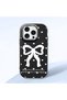 iPhone 16 Pro Compatible Camera Protected Black Soft Silicone Phone Case Bowknot Patterned