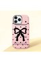 iPhone 18 Pro Max Compatible Case Camera Protector Pink Bow Patterned Silicone Lover Couple Phone Case