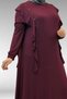 62003 Plus Size Off-The-Shoulder Ruffle Detail Combed Cotton Dress - Burgundy - 2