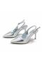 Women's 8cm Heeled Genuine Leather Pointed Toe Strapped Stylish Classic Shoes