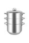 Stainless Steel 3 Layer Steamer Set, 24 cm, 4 pcs, Silver - 3