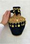 Black Testi, Velvet Gold Bells and Sequins Decorated Bridal Henna Night Testi, Wedding Cube, Earth Testi - 3