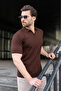 Brown Slim Fit Polo Neck Knitwear Men's T-Shirt E7472 - 5
