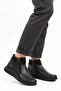 Black Double Zippered Women's Flat Boots with Fleece Inside
