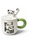 Cute Yummy Panda Figured Ceramic Mug with Lid 300ml Coffee Cup with Spoon Design |   Yummy Panda
