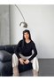 Lace Detailed Crew Neck Long Sleeve Premium Black Knitwear Cardigan