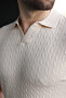 Stone Color Slim Fit Polo Collar Knitwear Men's T-Shirt E7472 - 3