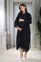 New Season Black Maternity Stylish Eyelet Embroidery Linen Summer 100% Cotton Short Sleeve Dressing Gown Nightgown Set of 2 - 6