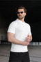 White Slim Fit Polo Collar Knitwear Men's T-Shirt E7472 - 5
