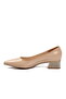 Beige Wrinkled Stone Embellished Women's Heeled Shoes - 4