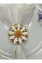 6-Piece Daisy White Enamel Gold Ring Napkin Ring