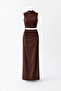 Elena Women's Turtleneck Crop Blouse and Draped Long Skirt Two-Piece Set Combination - 7