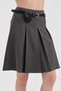 Women's Pleated Leather Belt Detail Midi Length Design Skirt - 6