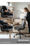 Ergonomic Office Chair for Work from Home, PU Leather Desk Chair with Flip-Up Armrests (Grey) - 6