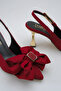 Open Back Special Design Heels with Bow and Gold on the Side Buckled Stylish Women's Stilettos - 4
