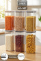 6-Piece Pure Square Storage Container - Transparent Mica Airtight Food and Grain Container with Sealed Lid 2100ml